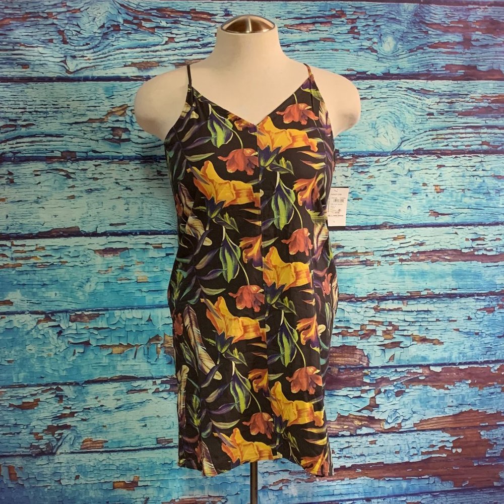 Hurley V-Neck Sleeveless Cotton Blend Floral Sundress